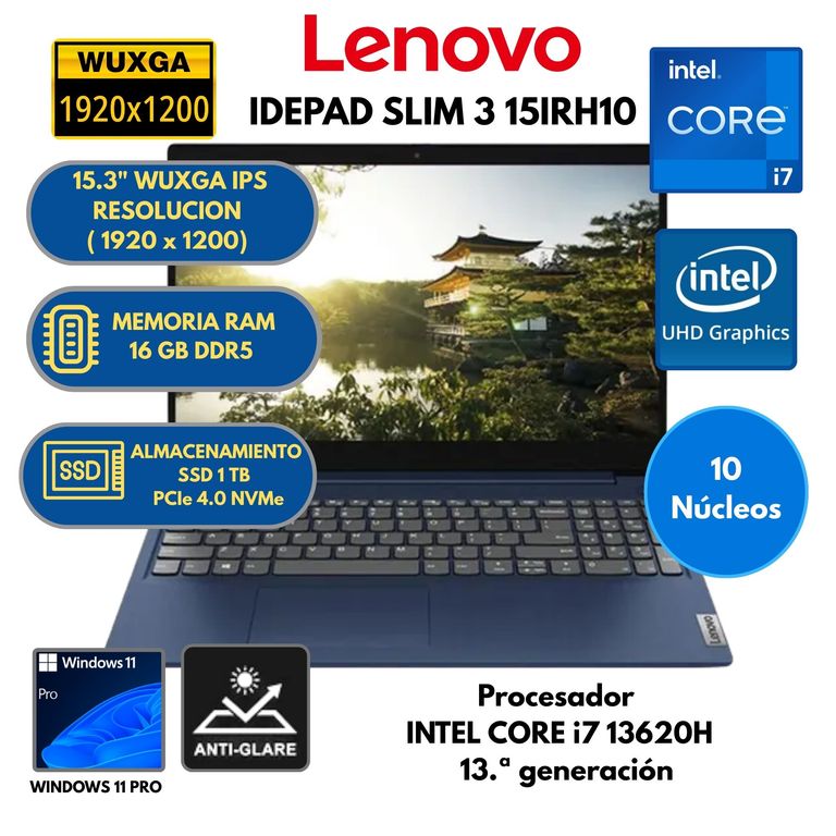 Laptop IdeaPad Slim 3 Intel Core i7 15IRH10 13620H RAM 16GB SSD 1 TB 15.3" FHD WIN 11