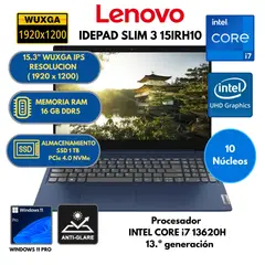 LENOVO - Laptop IdeaPad Slim 3 15IRH10 15.3" FHD Core i7-13620H RAM 16GB SSD 1 TB WIN 11