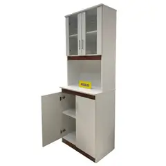 TEMEL - Repostero de Cocina Blanco-Caramelo con amplio almacenamiento -