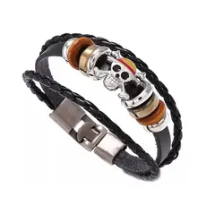 GENERICO - PULSERA ANIME CALAVERA CUERO VINTAGE