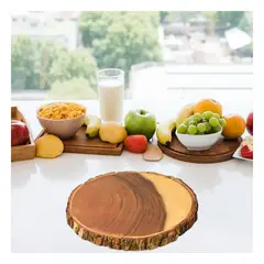 GENERICO - Bandeja Circular de 17 cm para Decoracion en Madera