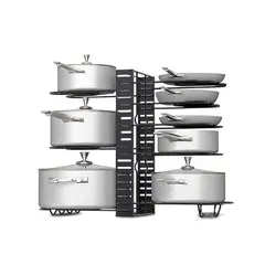 GENERICO - Pack6 Organizador Versatil de Metal para Ollas en Negro