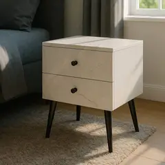 GENERICO - Velador Vintage Mesa De Noche 2 Cajones Ibiza y Negro