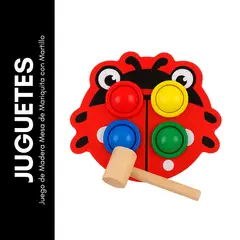 GENERICO - Juego de Madera Mesa de Mariquita con Martillo