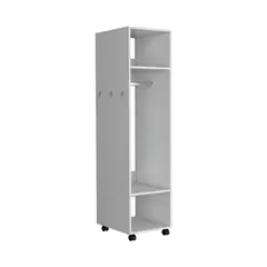 FMFURNITURE - Ropero Con Espejo Y 4 Ruedas Fm-025B - Blanco