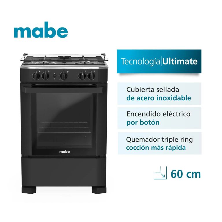 Cocina a Gas 60cm 4 quemadores Negro CMP6040FN0