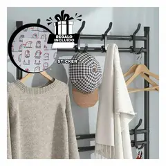 GENERICO - Pack6 Rack con Percheros 4 N en Negro Y+Regalo Stickers