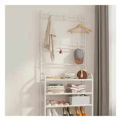 GENERICO - Pack4 Rack con Ganchos Modelo Curvado 4 N en Blanco