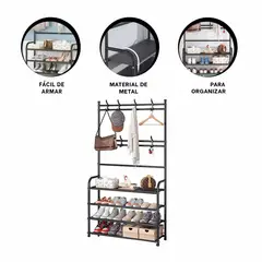 GENERICO - Pack2 Zapatera con Separadores 4 N Negro Y+Regalo Stickers