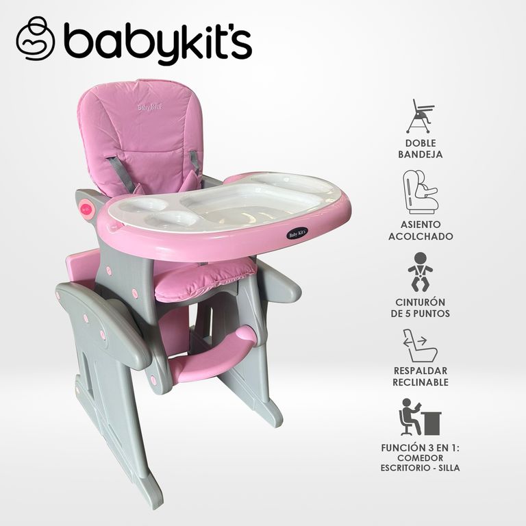 Silla de Comer Carpeta 3 en 1 Rosado