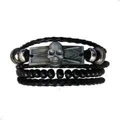 GENERICO - Pulsera De Cuero PU Ajustables 2 Modelos Vintage 19.5Cm