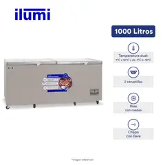 ILUMI - Congelador con tina de Acero Inoxidable de 1000 litros - TFI-10002DG