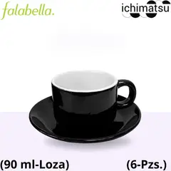 ICHIMATSU - Taza con plato de Loza Negro 90 ml.