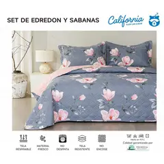 MINGDA - Set de Cubrecama + Juego de sabanas + fundas 2 Pz 100% Algodón