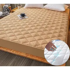 GENERICO - PROTECTOR DE COLCHÓN IMPERMEABLE ANTIÁCAROS BEIGE QUEEN DYV