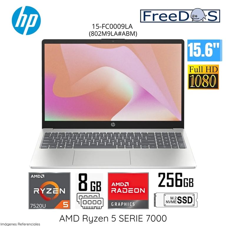 Laptop 15-FC0009LA AMD Ryzen 5-7520U 8GB RAM 256GB SSD 156 FHD - Silver