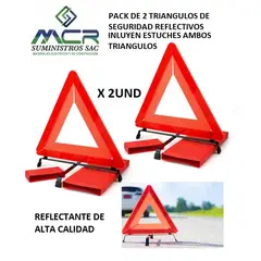 GENERICO - Triangulo de Seguridad Reflectivo plegable de 43cm x 2und