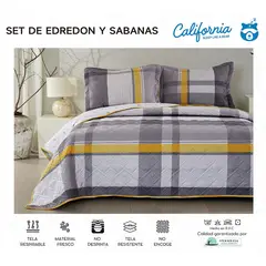 VENEZIA - Set de Cubrecama 1.5 + Juego de sabanas + fundas 100% Algodón