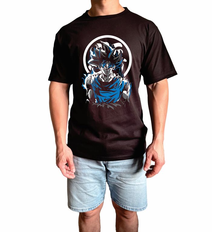 Polo Hombre manga corta diseño GOKU - Negro
