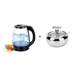 GENERICO - Hervidor vidrio con iluminación + azucarero de regalo