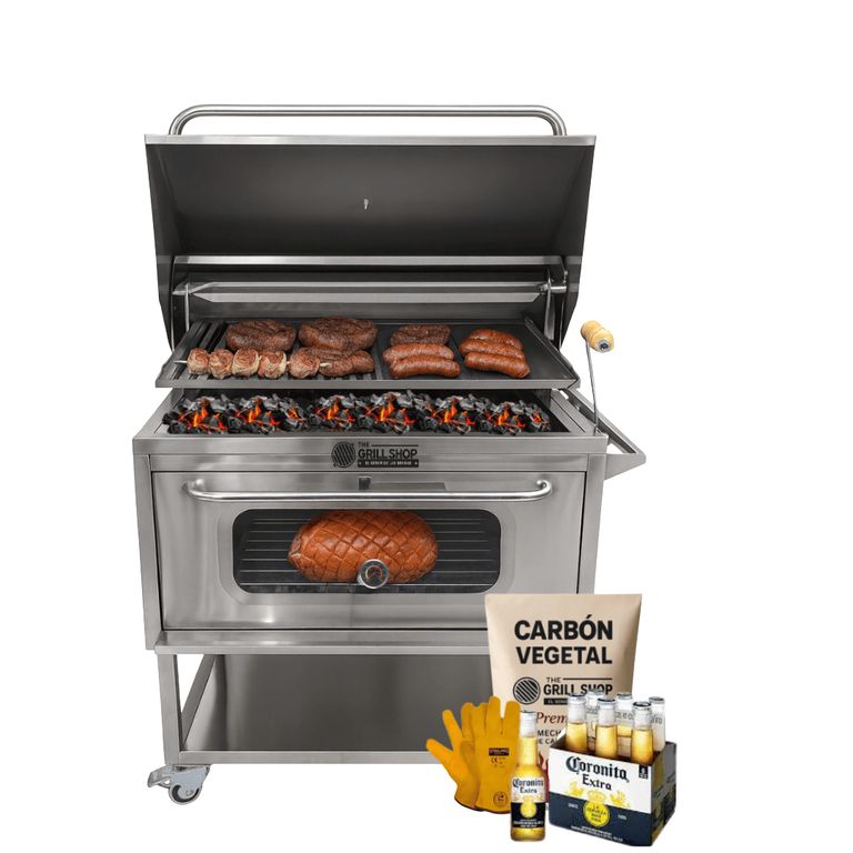 Caja China Horno Premium con Tapa Americana Acero Inox -THE 