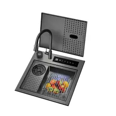 FRATELLI - LAVADERO INTELIGENTE CON FUNCIÓN HYDRO PURIFICACIÓN NEGRO CON MEZCLADORA DE 1 POZA