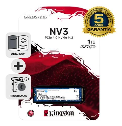DISCO SOLIDO SSD NV2 1TB NVME PCIe 4.0 6000Mb/s kinstg