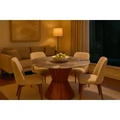 NOEL - Mesa de Comedor de Mármol Verde Odisea Redonda 100cm Deco