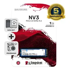KINGSTON - DISCO SOLIDO M2 NV3 1TB NVME PCIe 4.0 6000Mb/s