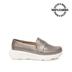 VIALE - Zapato Mocasín Casual SHAM-2511 PlataQuem Cuero