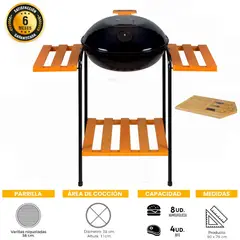 MR GRILL - Parrilla Grill de Madera + Tabla de Queso con Utensilios Inoxidables