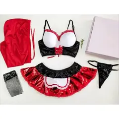 GENERICO - LENCERIA SEXY DISFRAZ CAPERUCITA ROJA TRANSPARENTE TALLA S-M-L