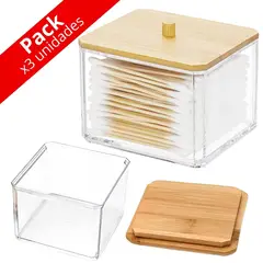 MINARI - Pack x3 Organizador Acrílico Dispensador de Hisopos A172