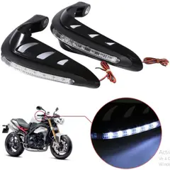 UNIVERSAL - PROTECTOR DE MANOS CON LUCES LED CORTAVIENTO MOTOS