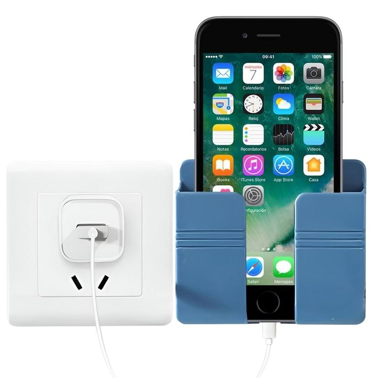Soporte Organizador de Pared Porta Celular para Pared Azul C05