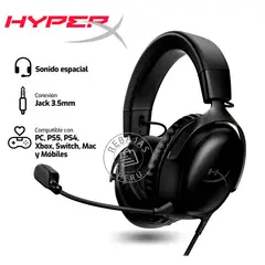 HYPERX - Audífonos Gamer Cloud III Negro con Micrófono DTS Spatial Audio