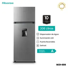 HISENSE - REFRIGERADORA 205 L TOP FREEZER PLATEADO - BCD-205