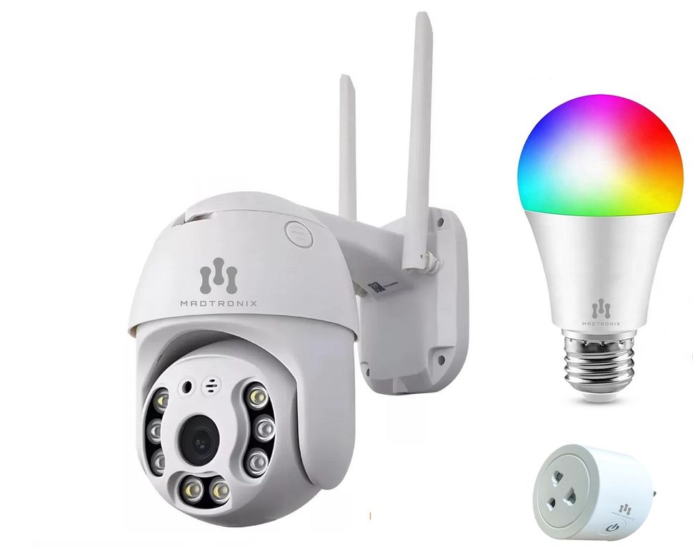 Pack Foco Enchufe Inteligente con Alexa y Google y Camara IP Exterior
