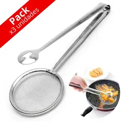 MINARI - Pack x3 Pinza Espátula para Freir con Malla Escurridora de Metal PM20