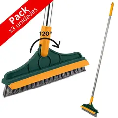 MINARI - Pack x3 Escoba Cepillo de Limpieza Secador 2en1 Rotación 120° V C16