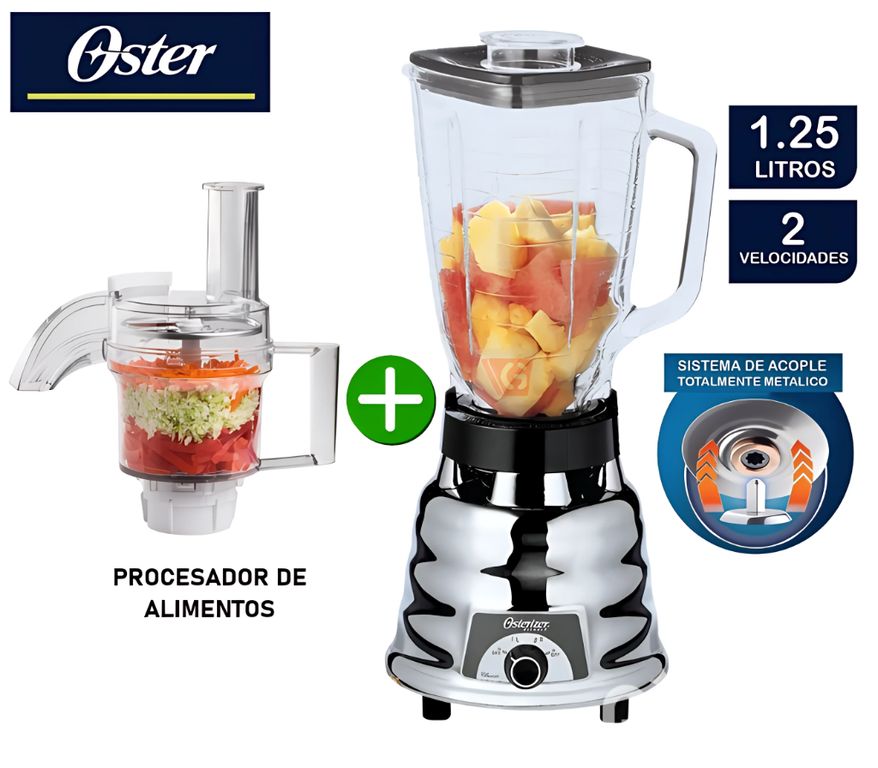 Licuadora 1.25L Clásica 2 velocidades + Procesador de Alimentos