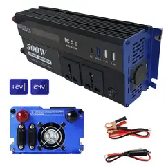 SANTOFA ELECTRONICS - Inversor de corriente 12V/24V a 220V 500W Para auto casa y camping