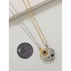 GENERICO - COLLAR PROYECTOR SOL Y LUNA TE AMO 100 IDIOMAS REGALO PAREJAS