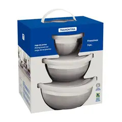 TRAMONTINA - Juego de Taper 3 Piezas Redondo Acero Inoxidable Freezinox 64220160