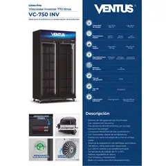 VENTUS - Visicooler Inverter negro, 2 puertas 770L, VC-750 INV-VENTUS