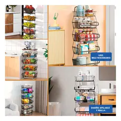 GENERICO - Pack2 Cesta con Ruedas 5 N en Negro Y+Regalo Stickers