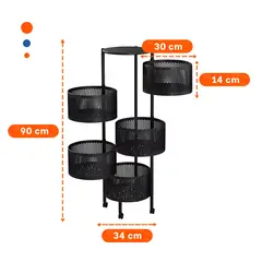 RYBIU IMPORT - Pack2 Estante de Alimentos 5 Niveles Negro Y+Papel de Regalo