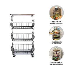 RYBIU IMPORT - Pack2 Cesta Estante de 4 Niveles con Ruedas de Color Negro