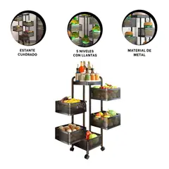 RYBIU IMPORT - Pack2 Estante para Frutas en Color Negro Y+Regalo Stickers