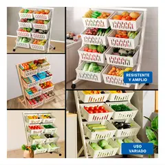 RYBIU IMPORT - Carrito Moderno para Cocina en Blanco Y+Regalo Stickers